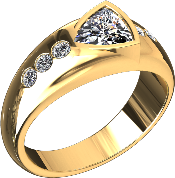1/2 Carat Trillion Cut Diamond Ring In 18k Yellow Gold (960x720), Png Download