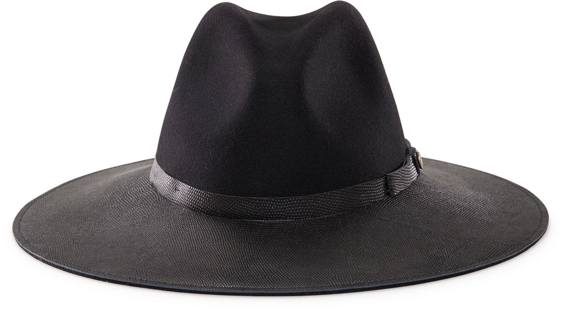 Arctic Blackfelt Wide Brim Fedora Hat Front View (2000x2000), Png Download