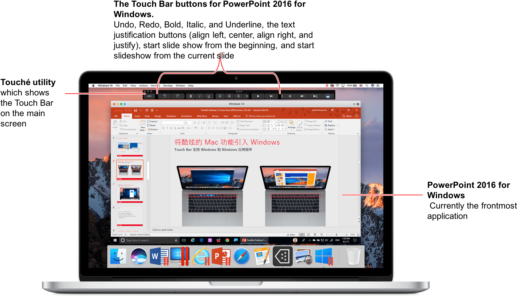 Touch Bar Parallels Desktop (1871x1060), Png Download