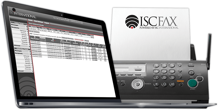 Isc Fax Laptop And Fax Machine (800x390), Png Download