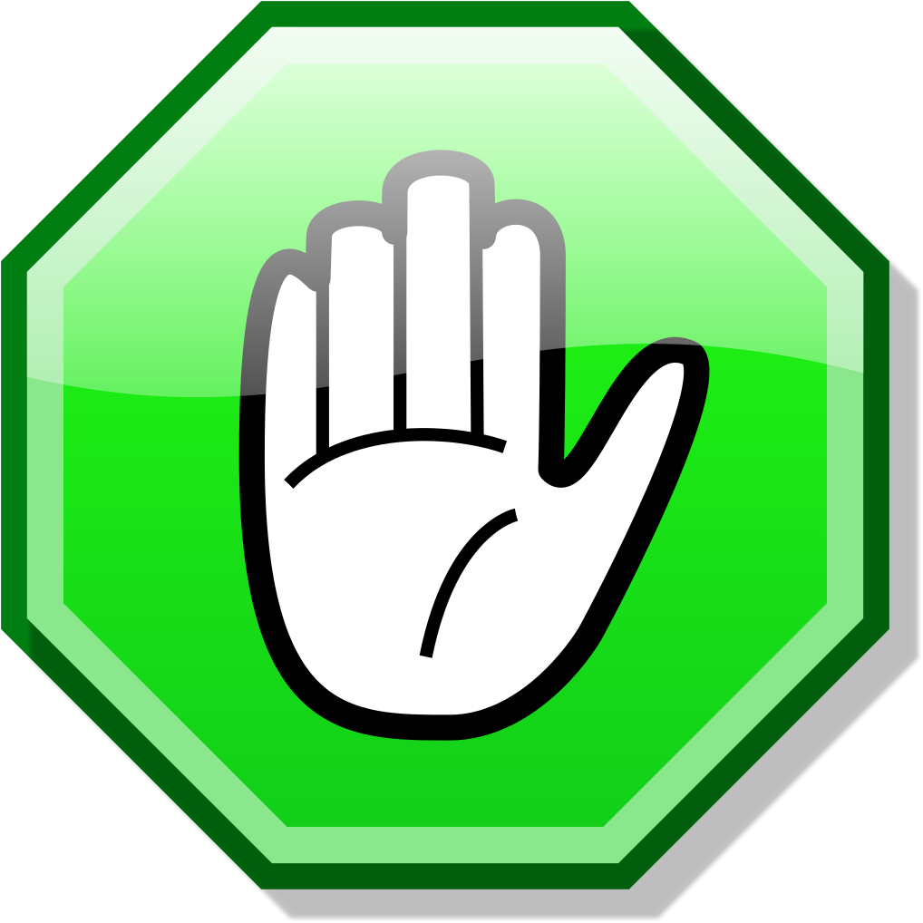 Stop Hand Nuvola Green (1024x1024), Png Download