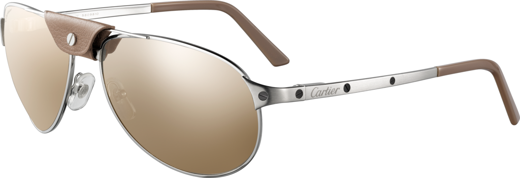 Cartier Santos Dumont Aviator Platinum Wood Sunglasses (1024x351), Png Download