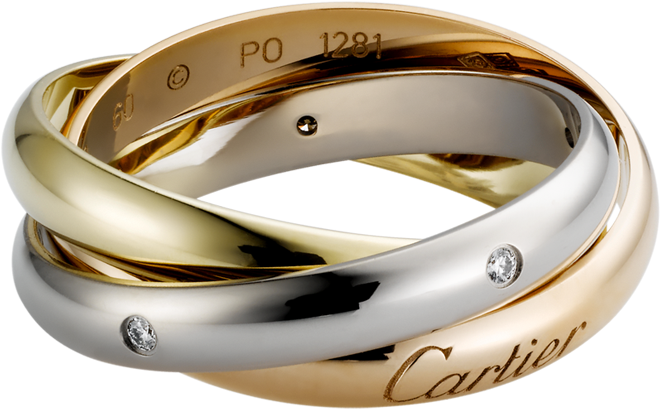 Wedding Rings With 3 Diamonds Unique Cartier Trinity (1000x1000), Png Download