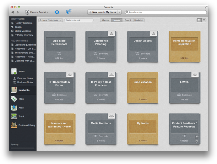 Evernote Business Separates Notebooks Into Personal (700x531), Png Download