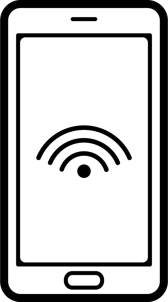 Mobile Phone Outline With Wifi Connection Sign On Screen (546x980), Png Download