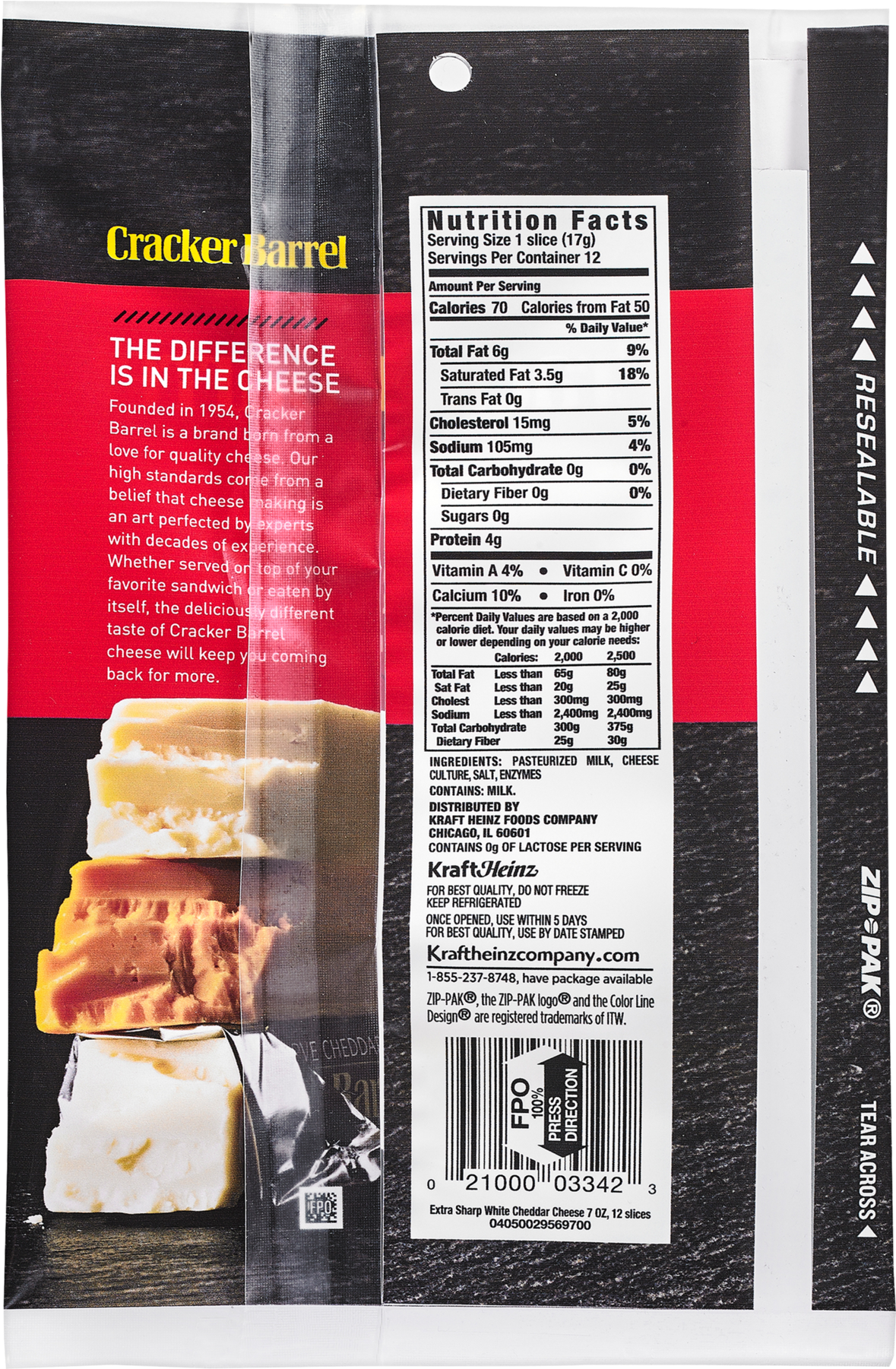 Cracker Barrel Extra Sharp White Cheddar Cheese Slices, (1800x1800), Png Download