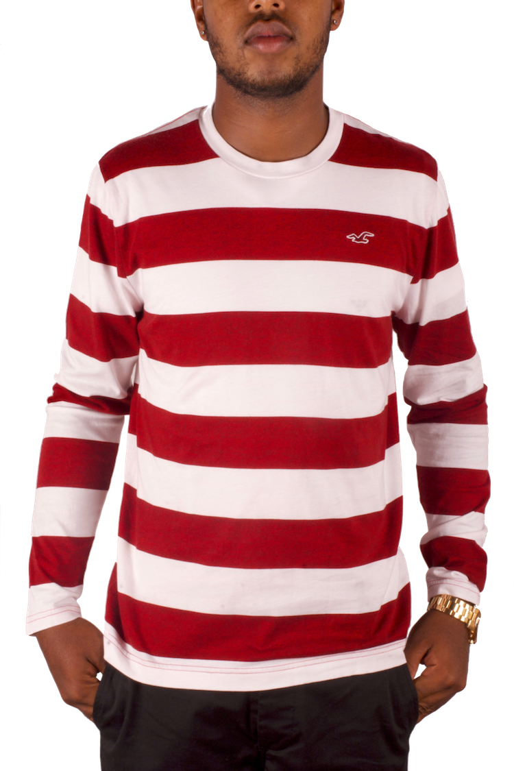 Hollister Stripe Crew Tshirt Red Stripe (750x1125), Png Download