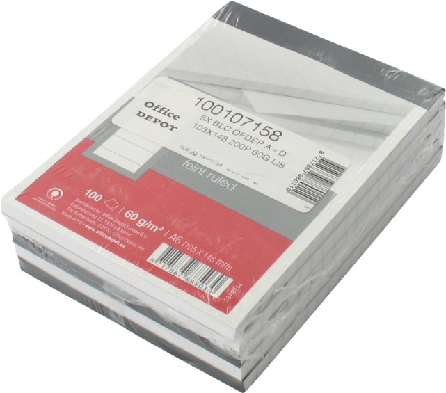 Office Depot Schrijfblok, Papier, Gelinieerd, A6, 105x148mm, (640x640), Png Download