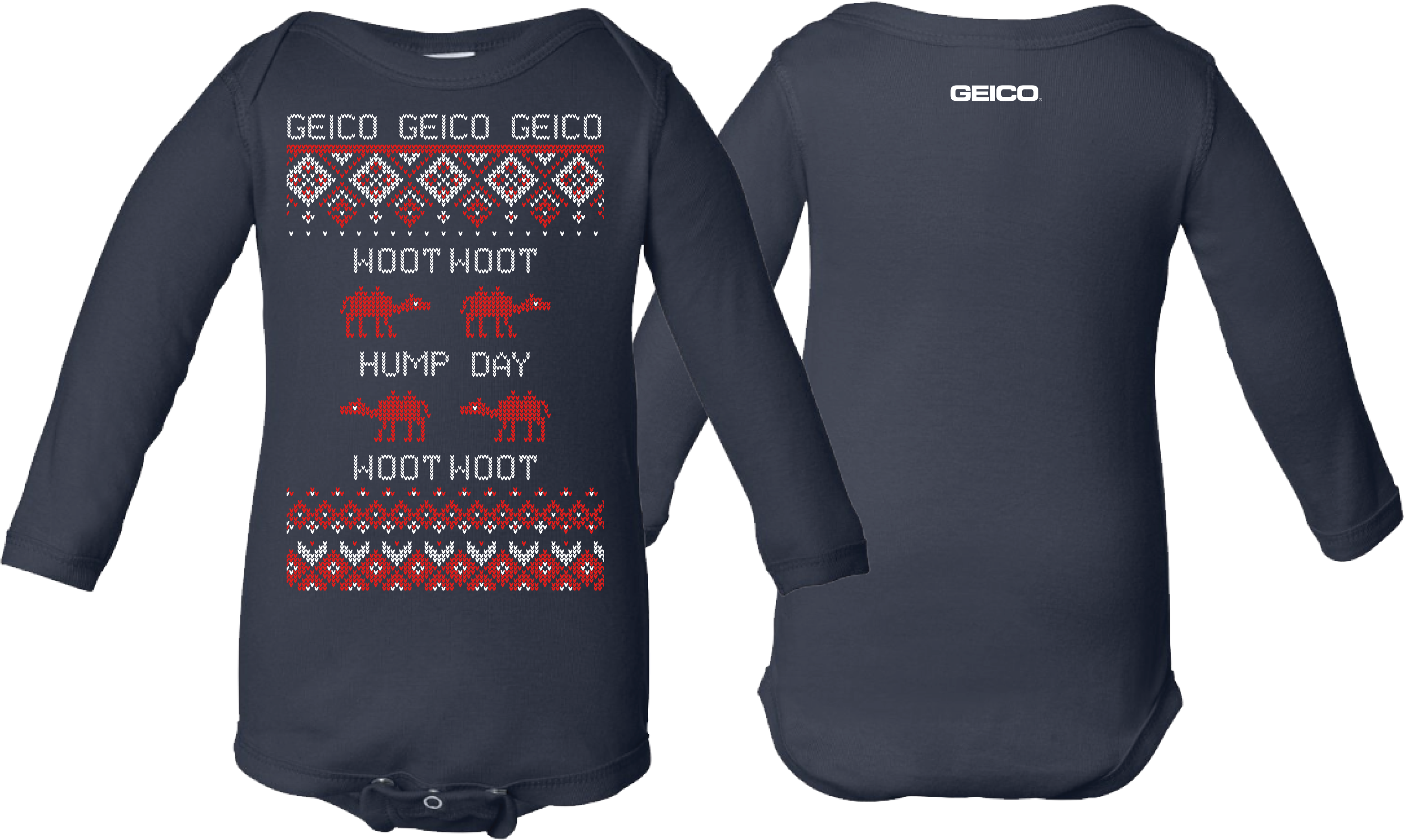 Geico Ugly Sweater Onesie (2987x1833), Png Download