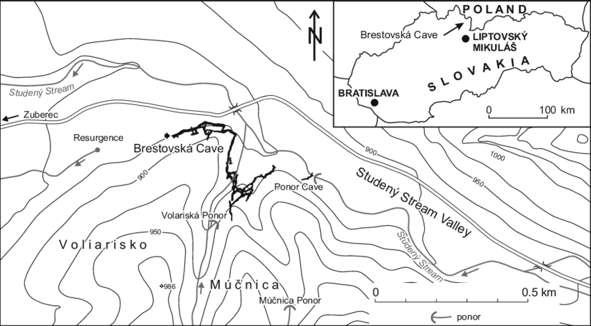 Location Of Brestovská Cave (850x469), Png Download