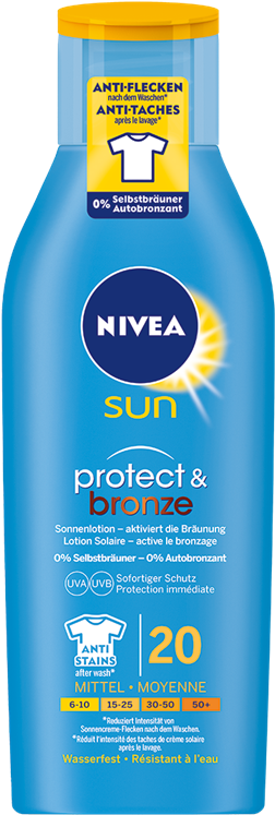 Nivea Sun Lotion Solaire Protect & Bronze Fps 20 Active (704x822), Png Download