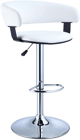 White & Chrome Scoop Back Bar Stool (846x534), Png Download