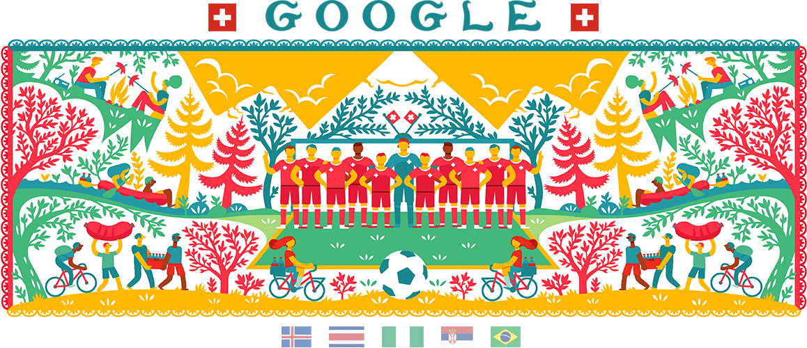 World Cup 2018 Doodles (1158x500), Png Download