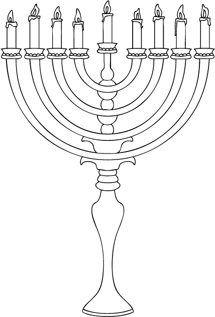 High Candle And Very Beautiful Of Menorah Coloring - Coloring Book (574x740), Png Download
