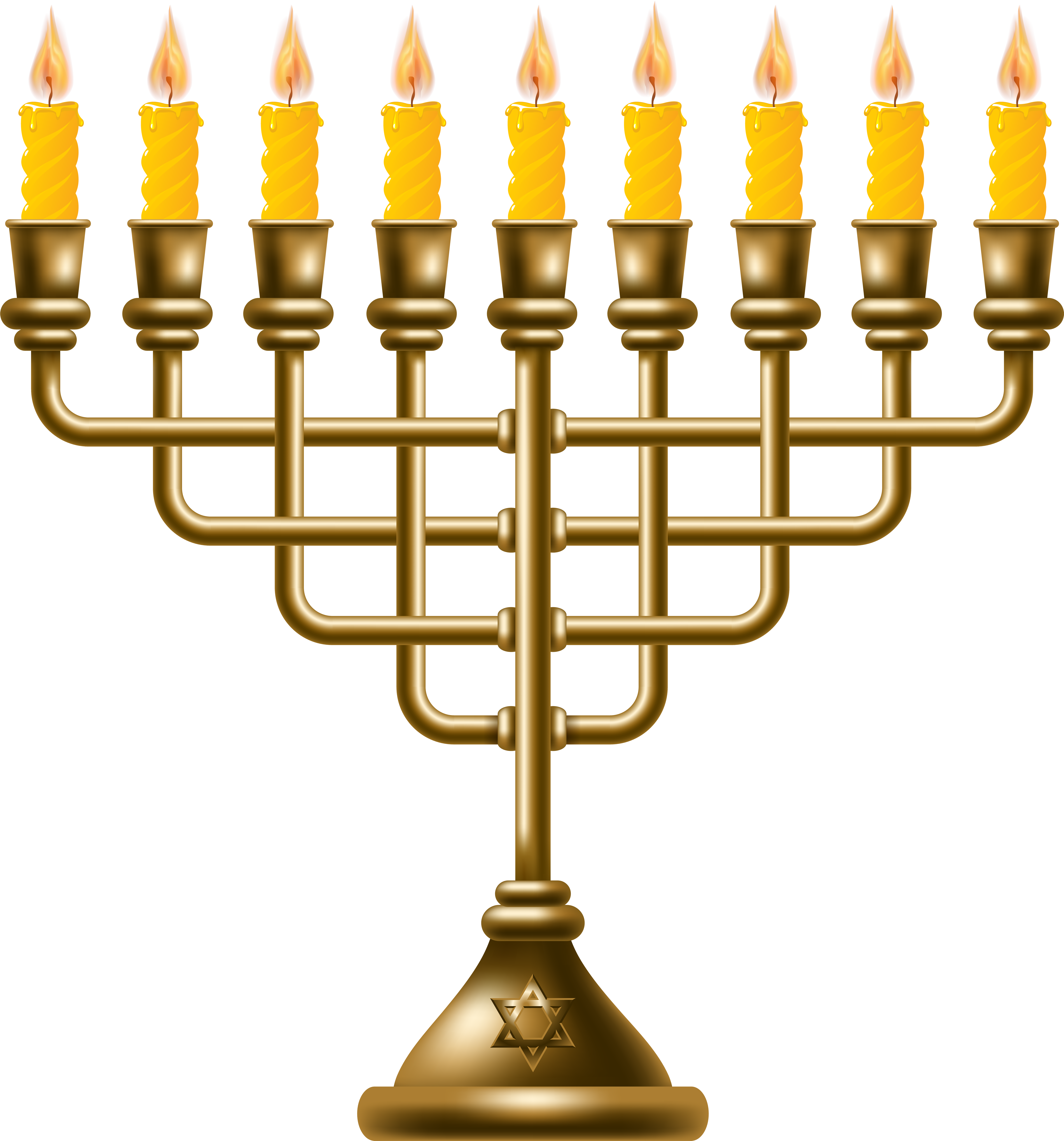 Golden Menorah Png Clip Art (7542x8000), Png Download