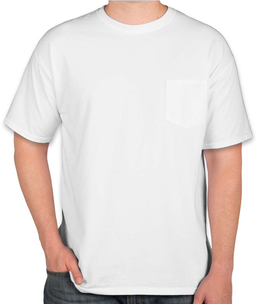 Custom Comfort Colors 100% Cotton Pocket T Shirt - White T Shirt Front (1000x1172), Png Download