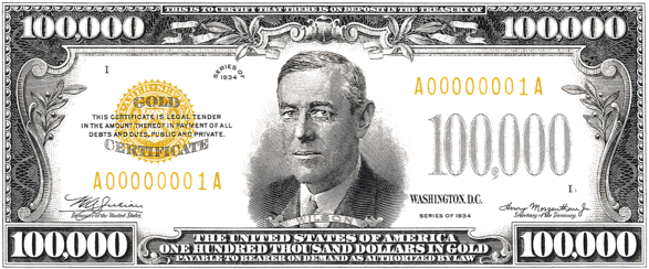 Click And Drag To Re-position The Image, If Desired - One Hundred Thousand Dollars Banknote (600x600), Png Download