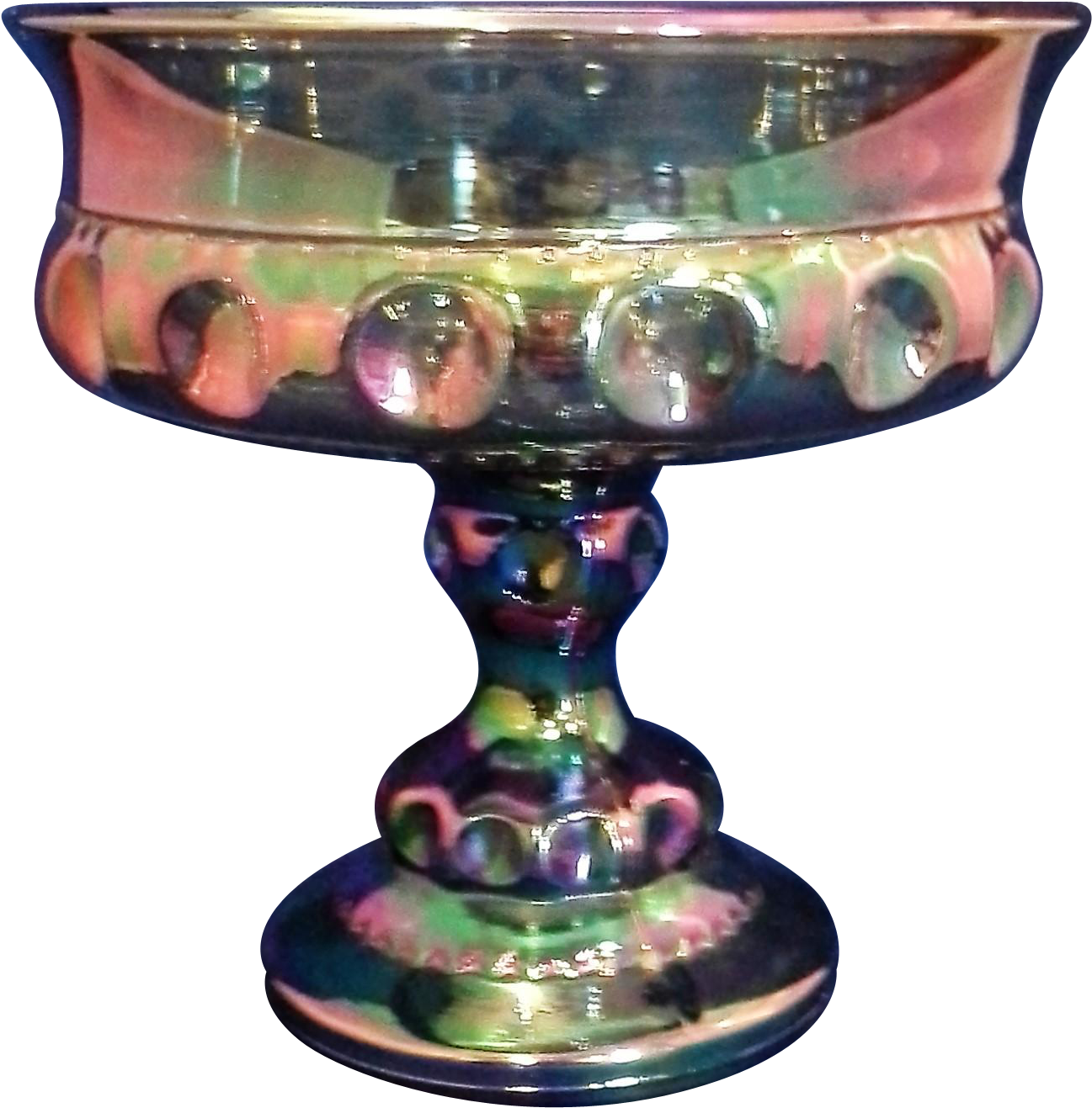 Indiana Glass Blue Carnival King's Crown Thumbprint - Carnival Glass (1316x1316), Png Download