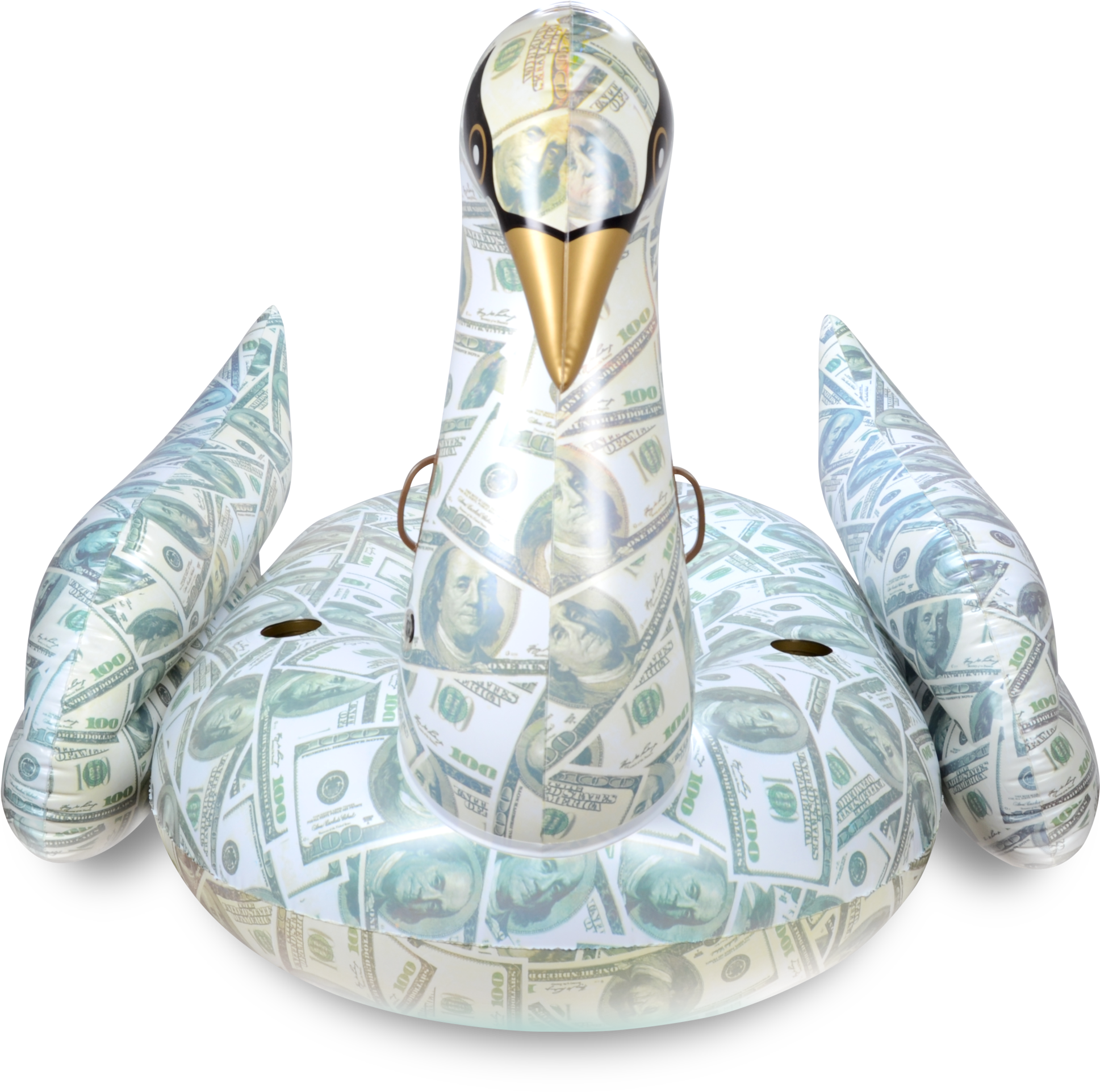 Hundred Dollar Bill Pattern Swan Pool Float (2048x2023), Png Download