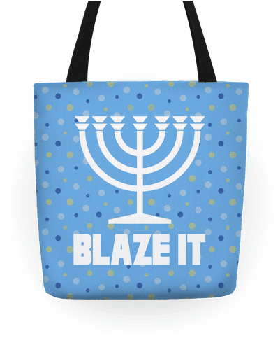 Blaze It Menorah Tote - Blaze It Menorah Tote Bag: Funny Tote Bag From Lookhuman. (484x484), Png Download