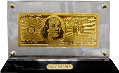 Gold Effect 100 Dollar Note - Gold (400x400), Png Download