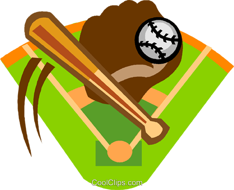 Clip Art Royalty Free Library Baseball Diamond Clipart - Baseball Field Bat Vector (480x389), Png Download