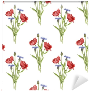 Vector Library Stock Seamless Pattern With Flowers - Watercolor Painting (400x400), Png Download