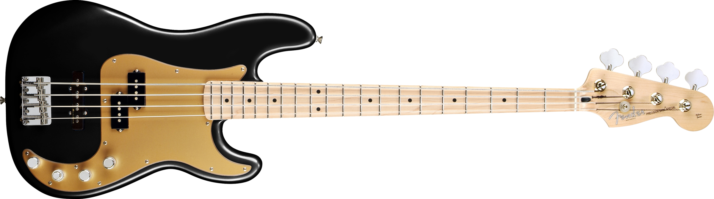 Bass Guitar Transparent - Bass Fender Precision Black (2400x672), Png Download