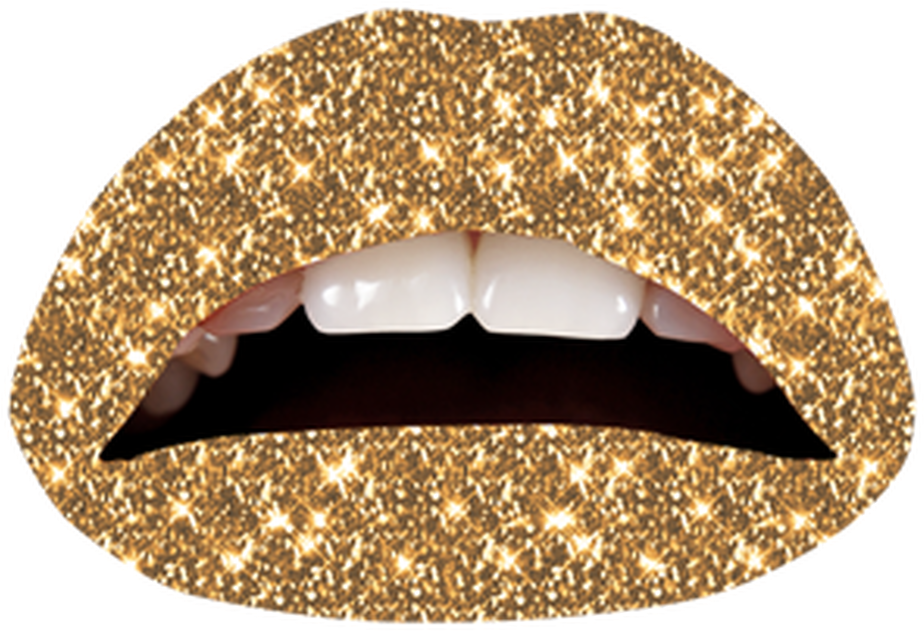 Pin Lips Gold Kiss Lipstick Mouth Red Teeth Hd Wallpaper - Violent Lips Temporary Lip Appliques, Gold Glitteratti, (1000x1000), Png Download