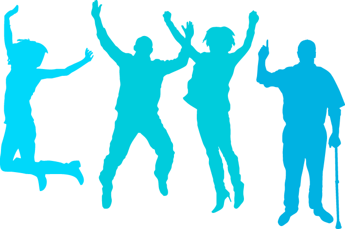 Tina In The Office Skills Classroom At Orion Industries, - Silhouette Happy People Png (710x471), Png Download