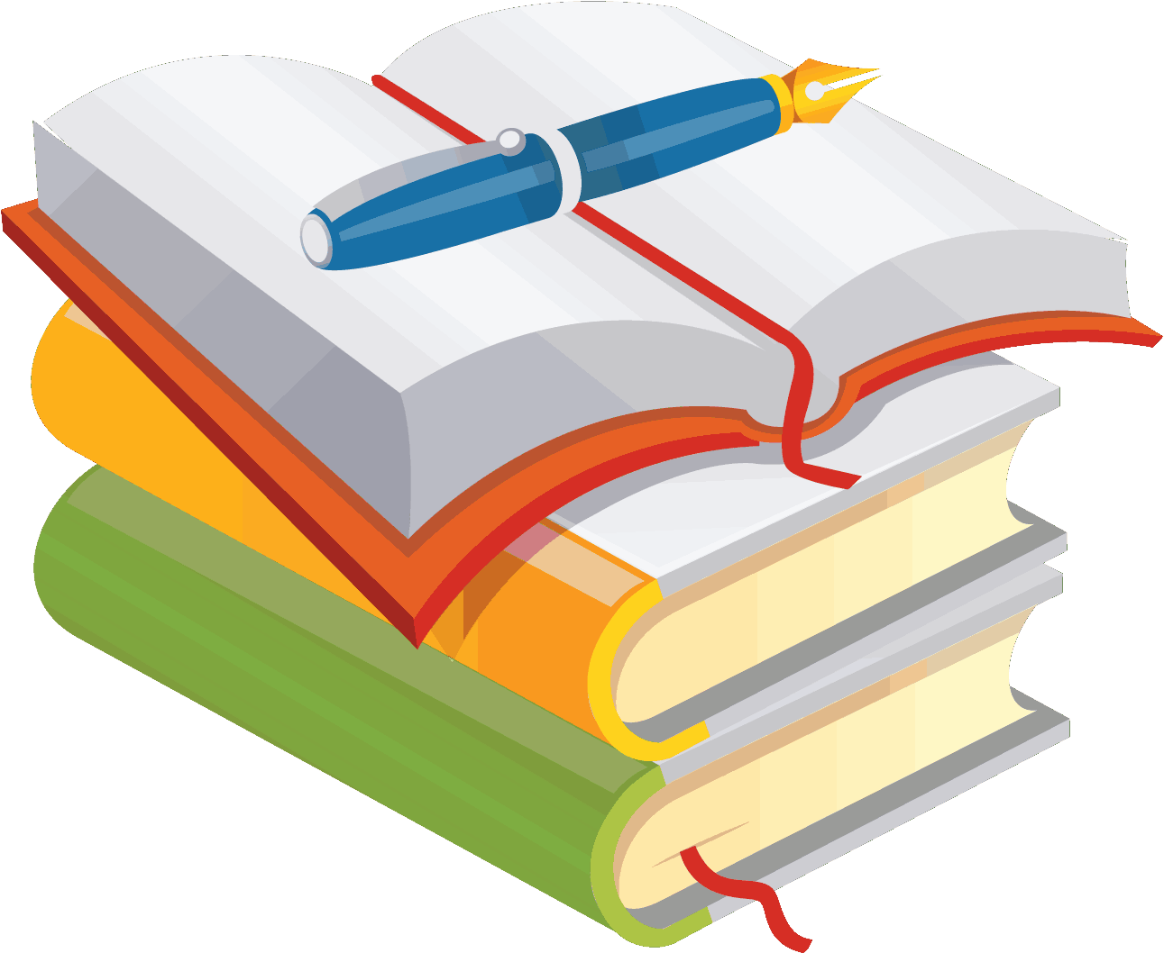 Books And Pen Png (1521x1463), Png Download