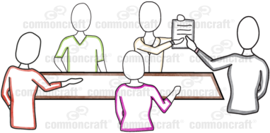 Office Team Meeting Scene - Meeting (400x400), Png Download