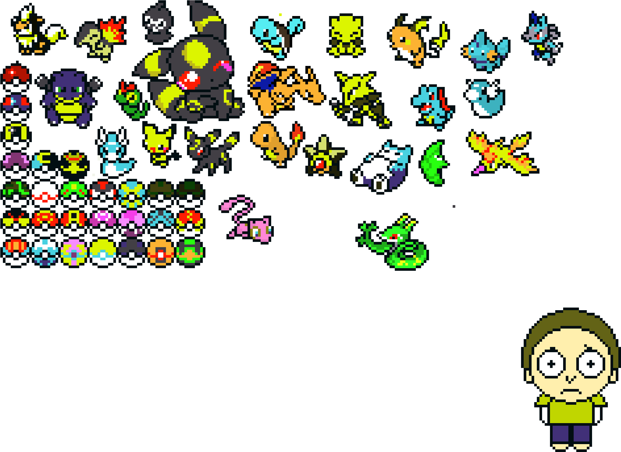Pokemon And Rick And Morty - Pixel Art Rick And Morty (2390x1740), Png Download