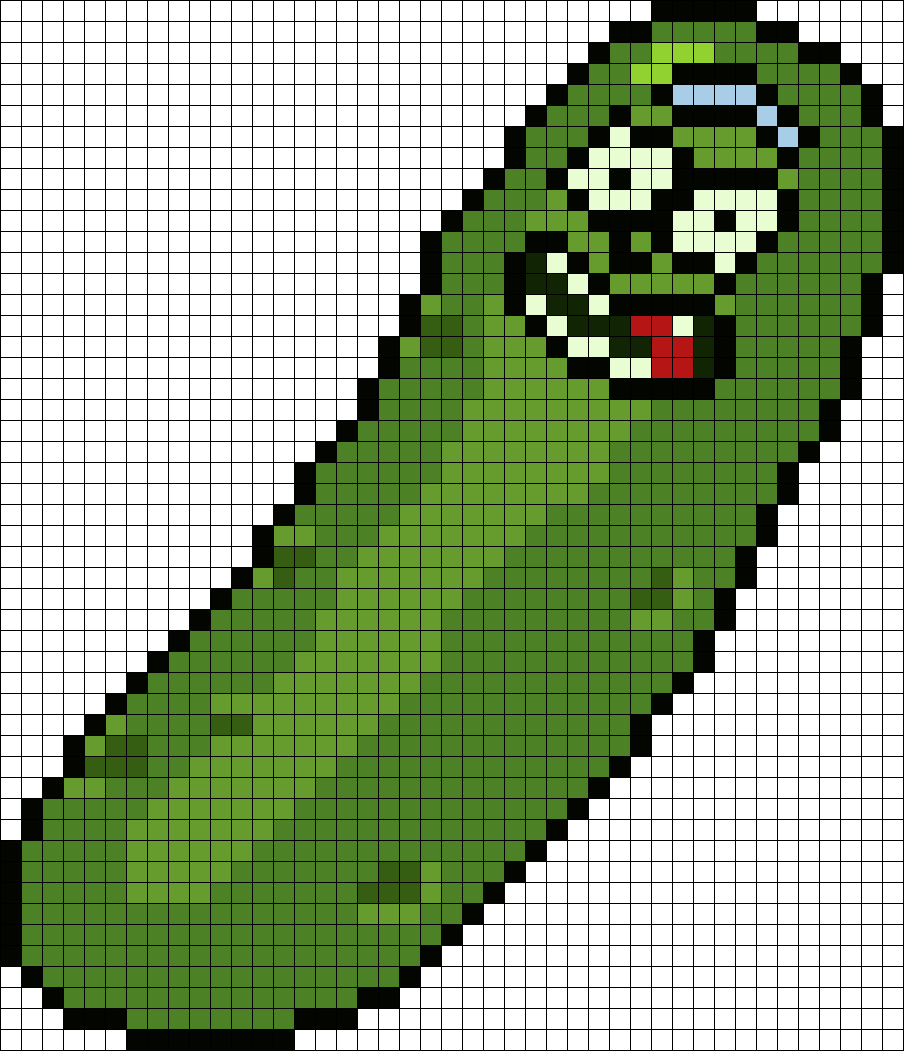 Badly Proportioned And Colored Pickle Rick From Rick - Rick And Morty Perler Bead Patterns (904x1051), Png Download