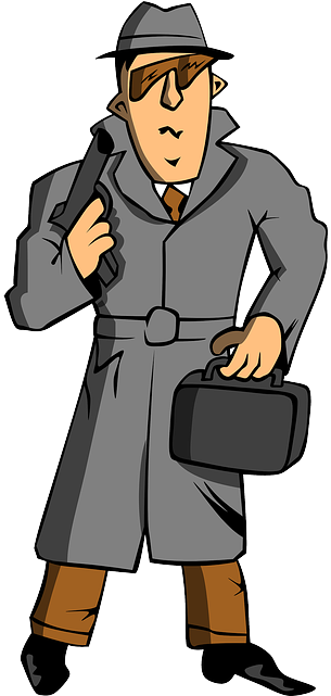 Man, Hide, Cartoon, Free, Hat, Gun, Spy, Agent, - Spy Clipart (320x640), Png Download