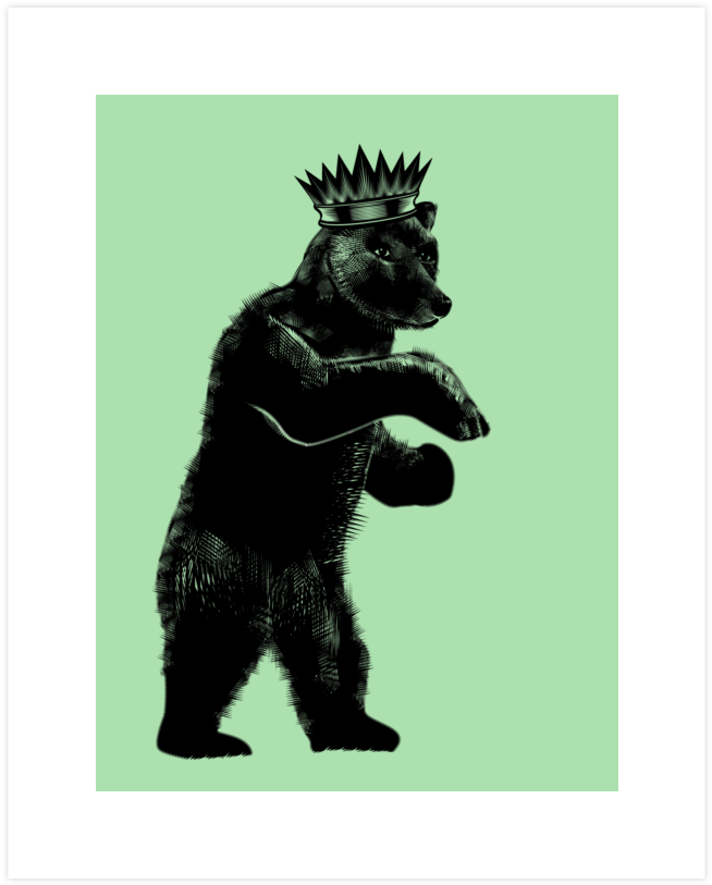 Dj Grizzly Bear King Art Print - Cat Yawns (740x900), Png Download
