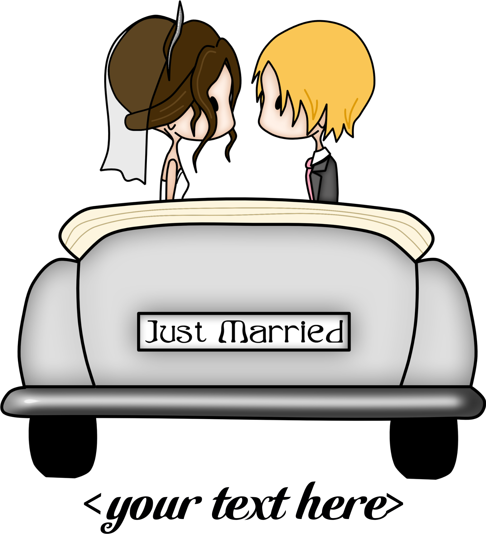 Loading Car Clipart 11 Auto - Just Married, Bride And Groom Weddi Round Ornament (1800x1800), Png Download