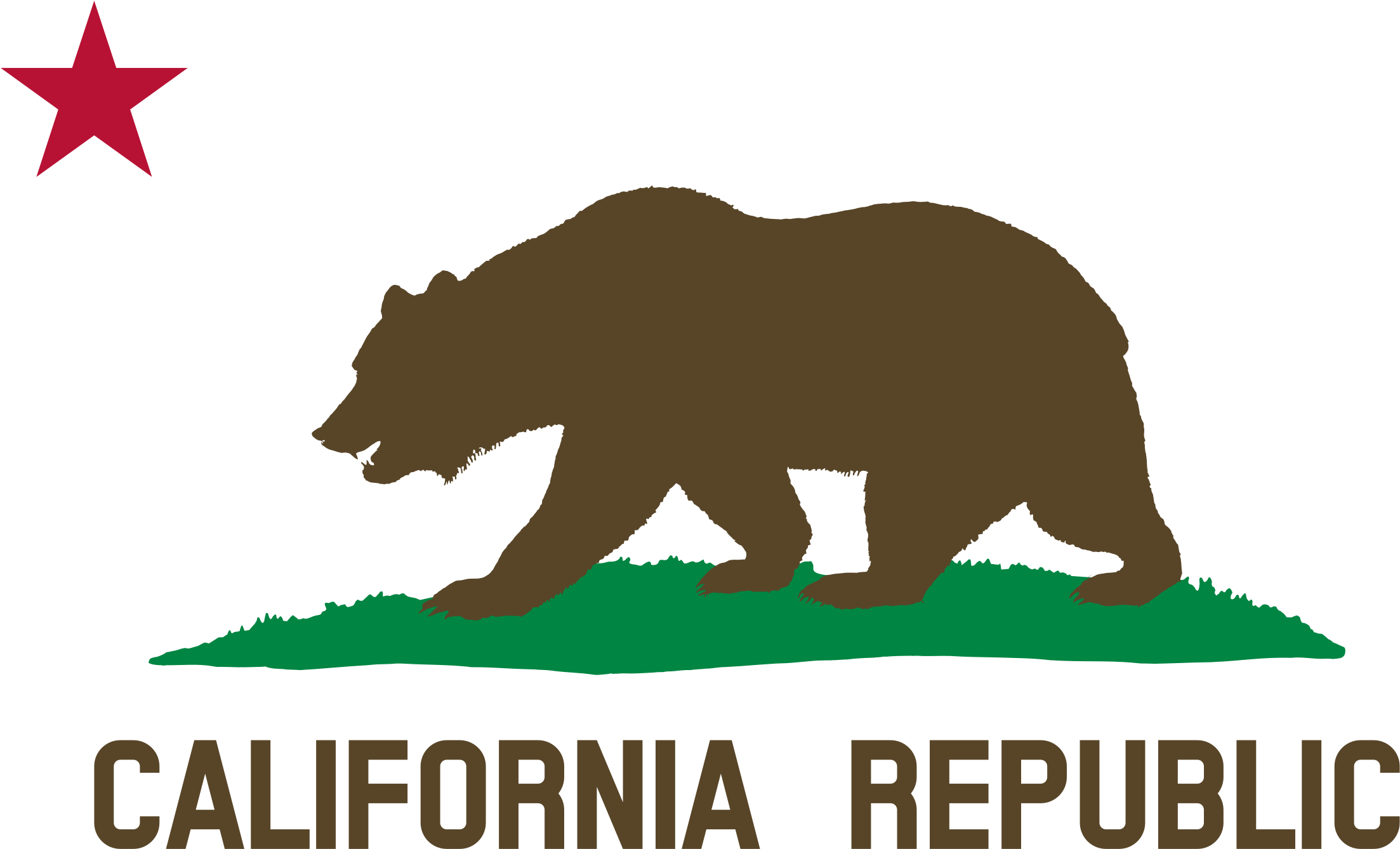 Grizzly Bear Clipart California Bear - California State Flag (2400x1371), Png Download