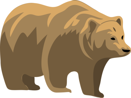 Brown Bear Animal Mammal Wildlife Standing - Grizzly Bear Clipart Png (452x340), Png Download