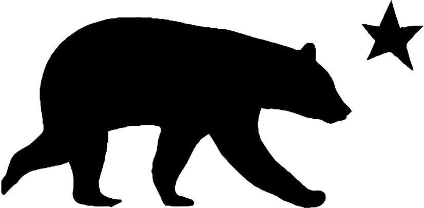 Grizzly Bear Silhouette Clip Art - California Bear And Star (826x405), Png Download