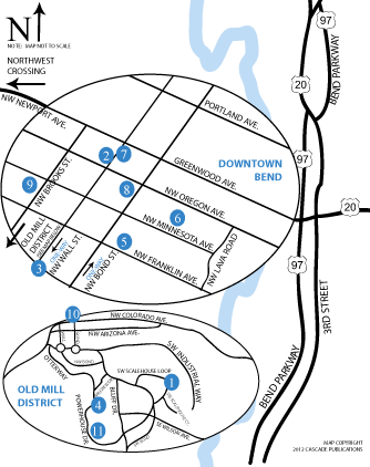 Firstfridaymap - Downtown Bend Business Association (334x422), Png Download