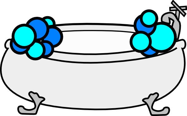 Bathtub With Bubbles Clip Art At Clker - Cartoon Bubble Bath Tub (600x373), Png Download