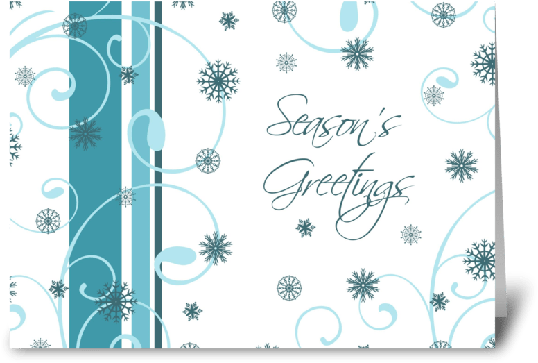 Season's Greetings Teal White Snowflakes Greeting Card - Christmas Eve Birthday Cards (848x698), Png Download