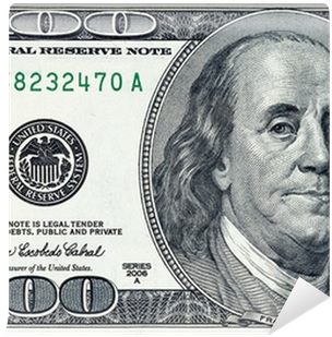 One Hundred Dollars Bill Fragment Wall Mural • Pixers® - Benjamin Franklin (400x400), Png Download
