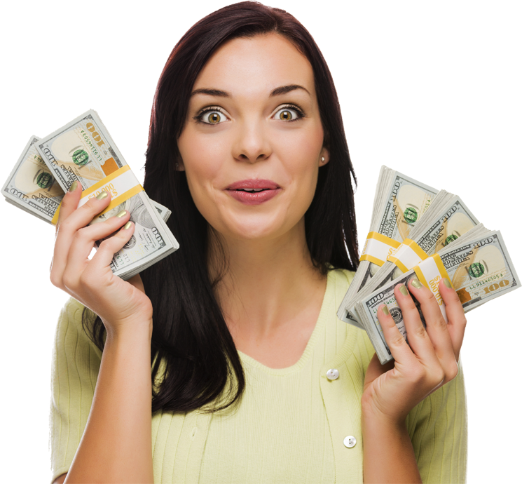 Get Cash In Hand With A Personal Loan, Signature Loan - Girl With Money Png (745x690), Png Download