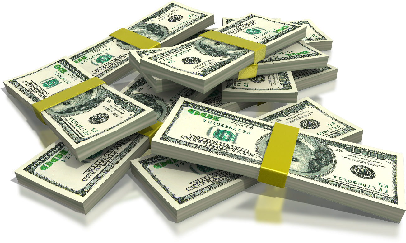 Hundred Dollar Bills - Stack Of Money Clipart (1600x1040), Png Download
