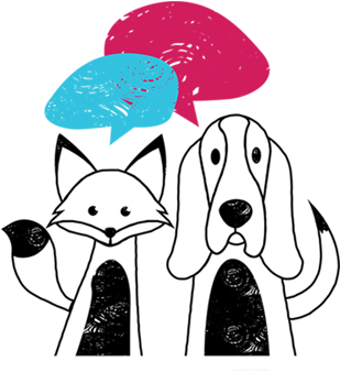 Fox And Hound (600x600), Png Download