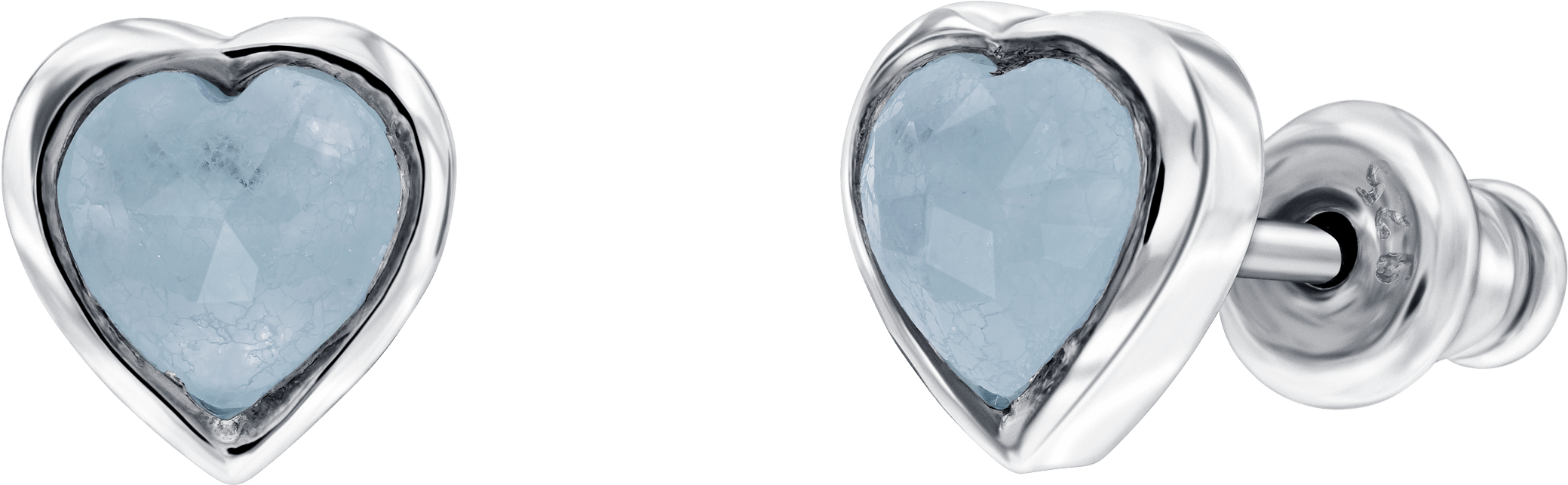 Blue Quartz Heart Shape Stud Earring (2100x2100), Png Download