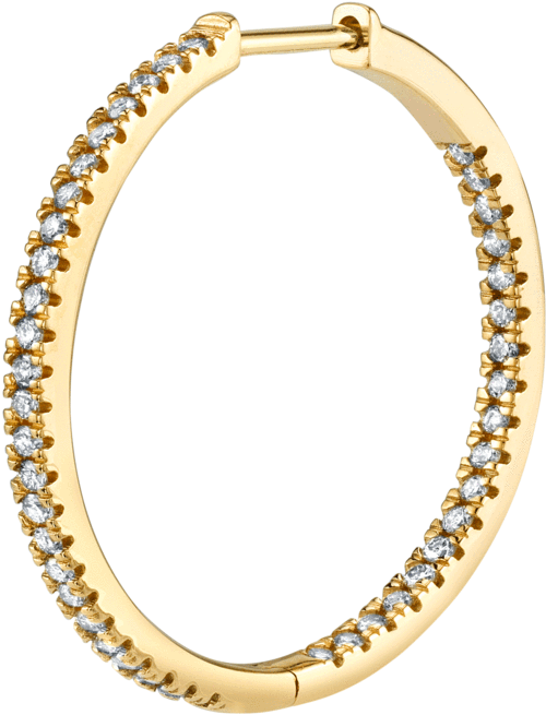 Large Diamond Inside Out Hoop Earring (750x750), Png Download