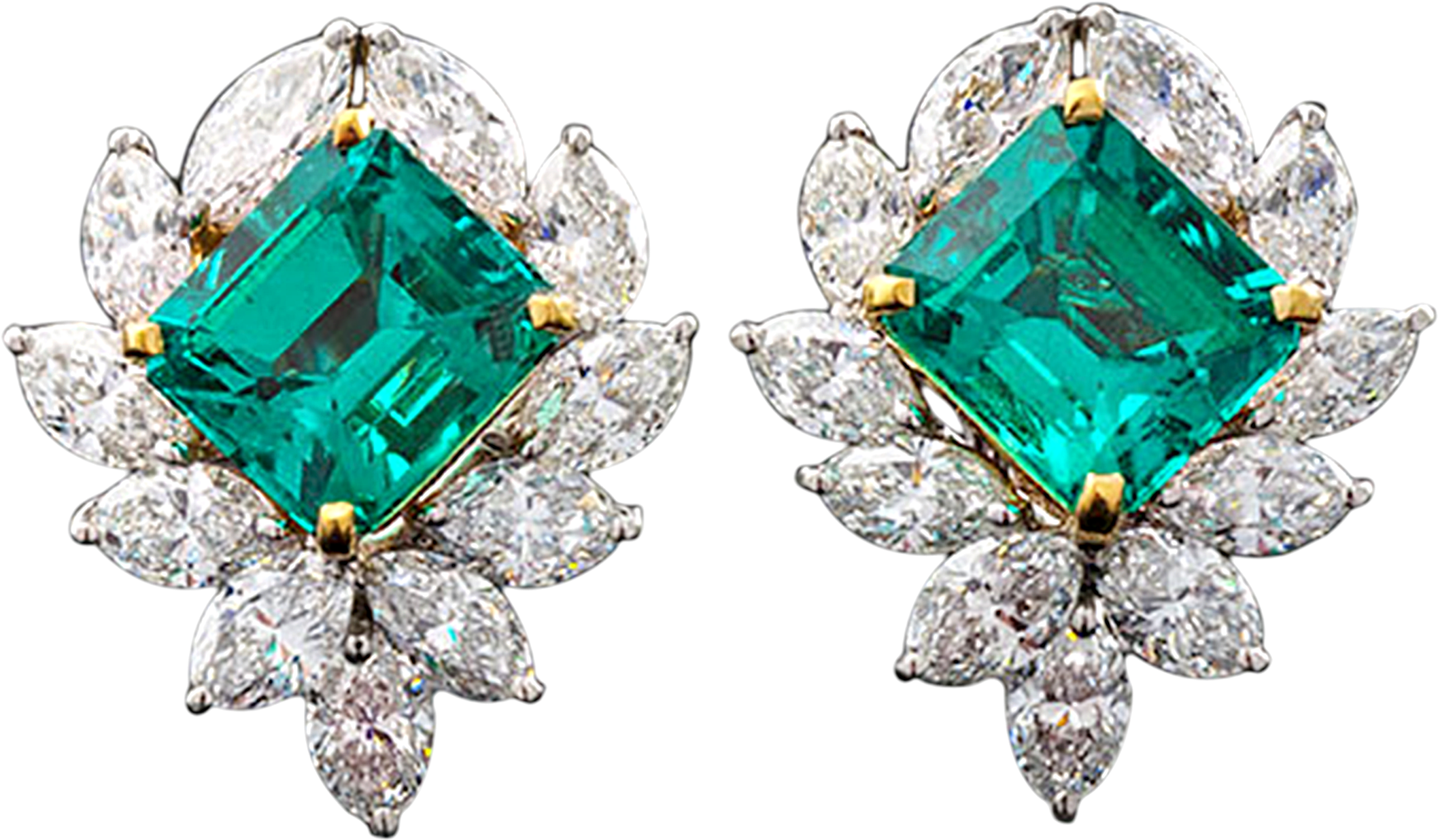 Colombian Emerald And Diamond Earrings, (2500x2000), Png Download